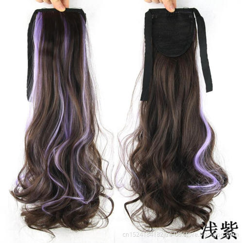 ombre color synthetic drawstring ponytail hair extension, 60 pink blue red green white burgundy ponytail cosplay wig